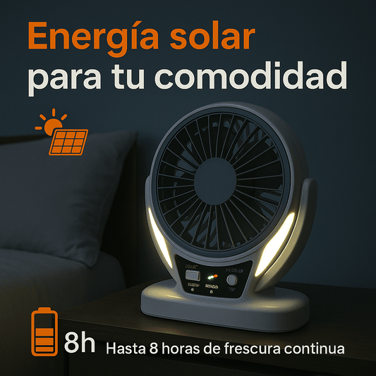 ECO Ventilador Recargable De Energía Solar + Bombilla Led - SportFree