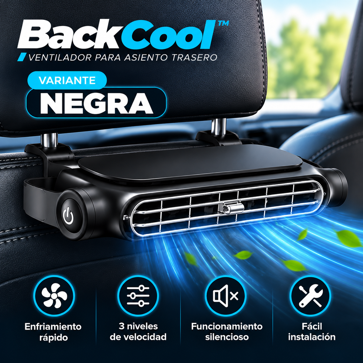 BackCool™  Ventilador para asiento trasero