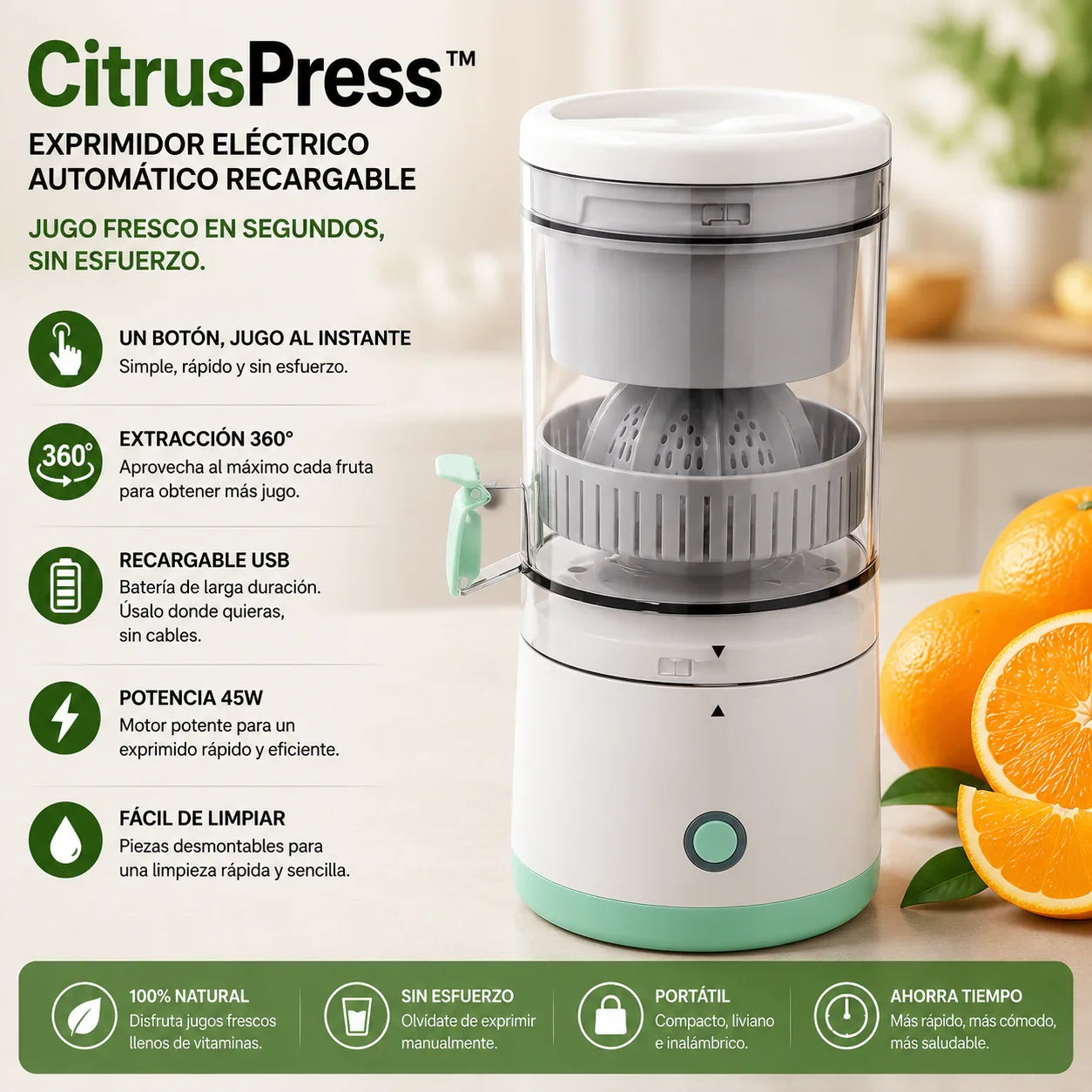 CitrusGo™ Exprimidor Naranjas Eléctrico