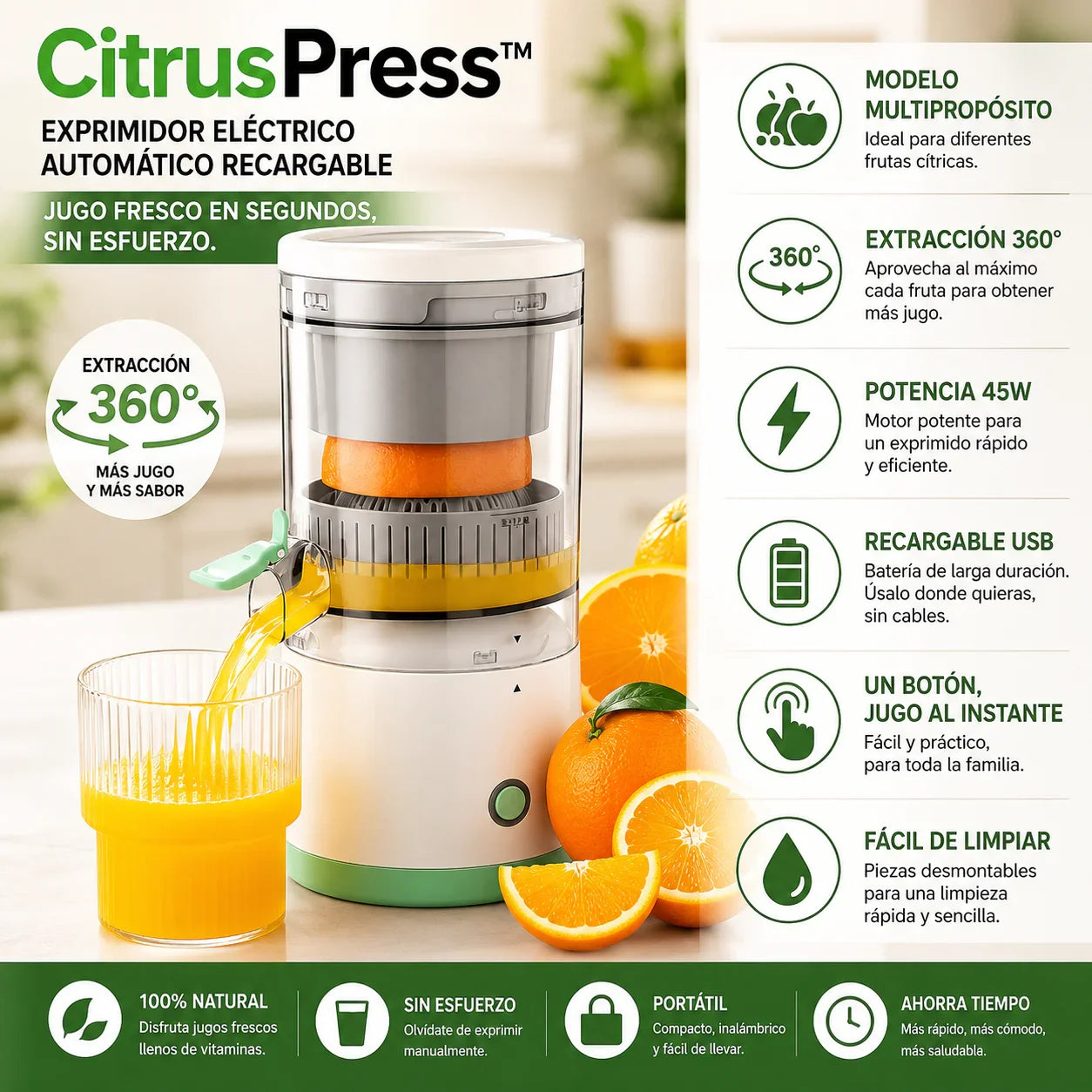 CitrusGo™ Exprimidor Naranjas Eléctrico