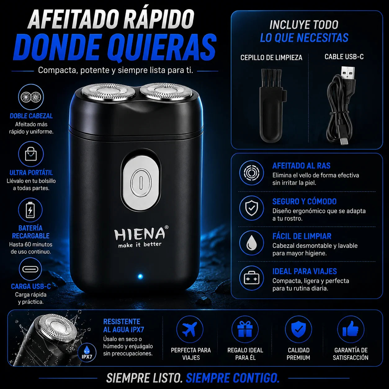 QuickShave™ Afeitado rápido en cualquier lugar