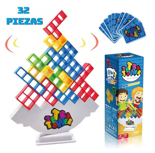 👨‍👨‍👧‍👦🎮TETRA TOWER®️ Juego De Equilibrio 32 PCS👨‍👨‍👧‍👦🎮 - SportFree