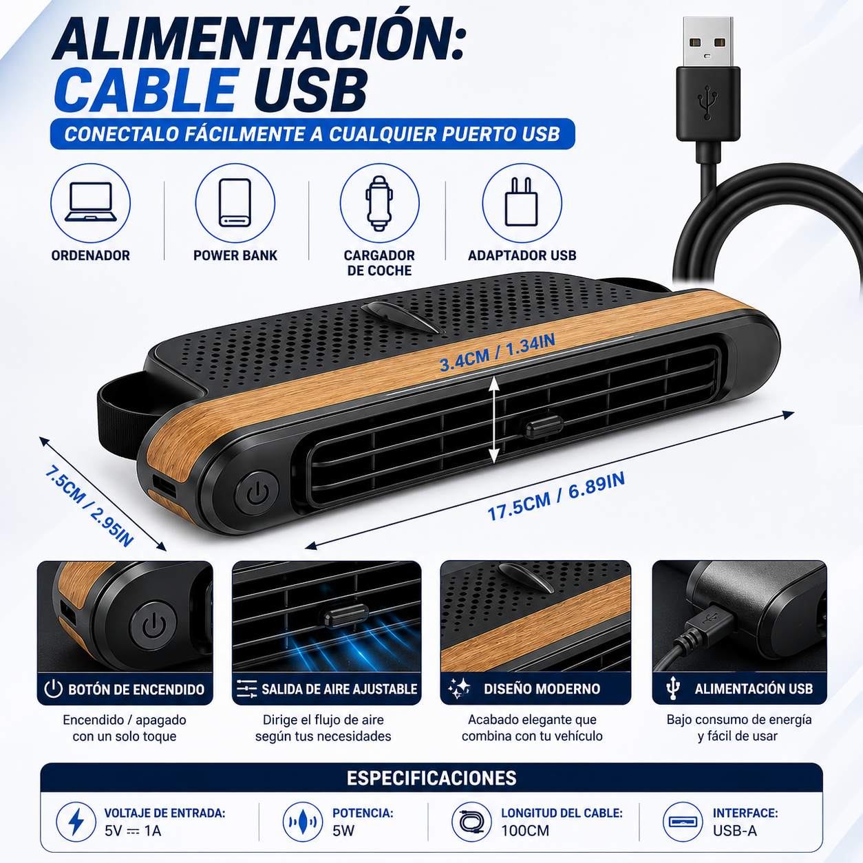 BackCool™  Ventilador para asiento trasero