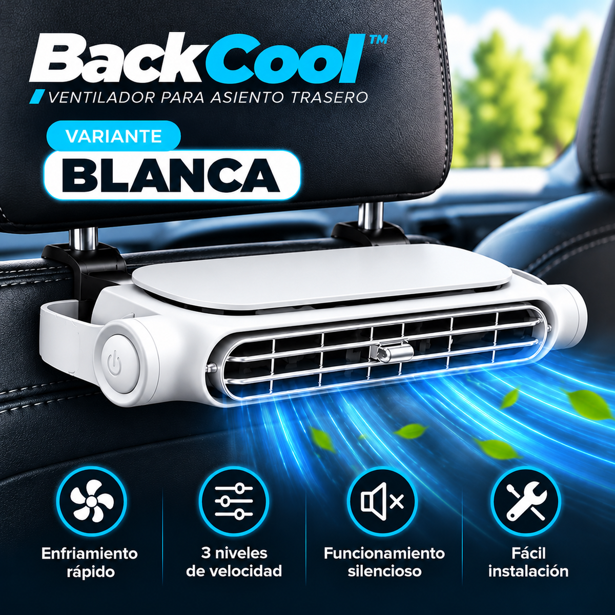 BackCool™  Ventilador para asiento trasero
