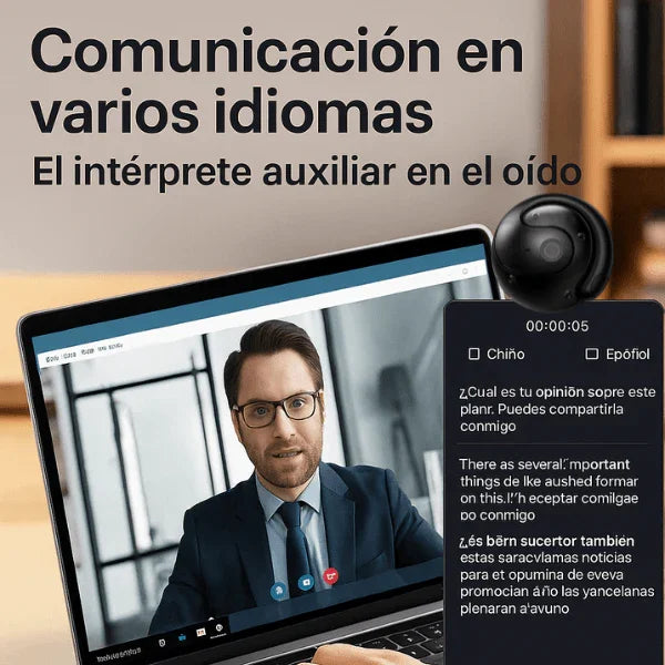 Audífonos Inalámbricos IA Traducción en 144 Idiomas