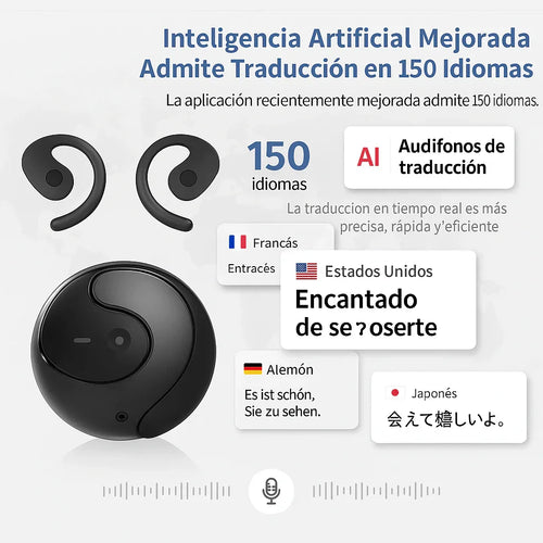 Audífonos Inalámbricos IA Traducción en 144 Idiomas