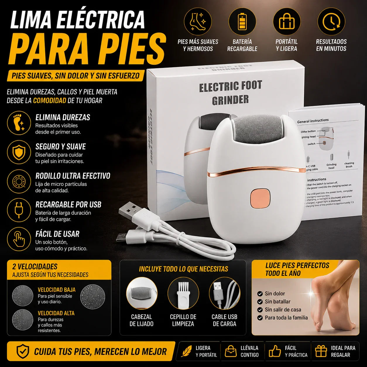 SilkFeet Pro™ – Lima Eléctrica Recargable para Pies