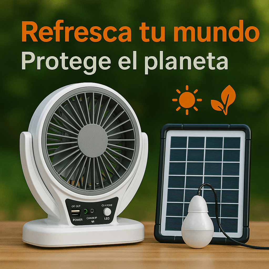 ECO Ventilador Recargable De Energía Solar + Bombilla Led - SportFree