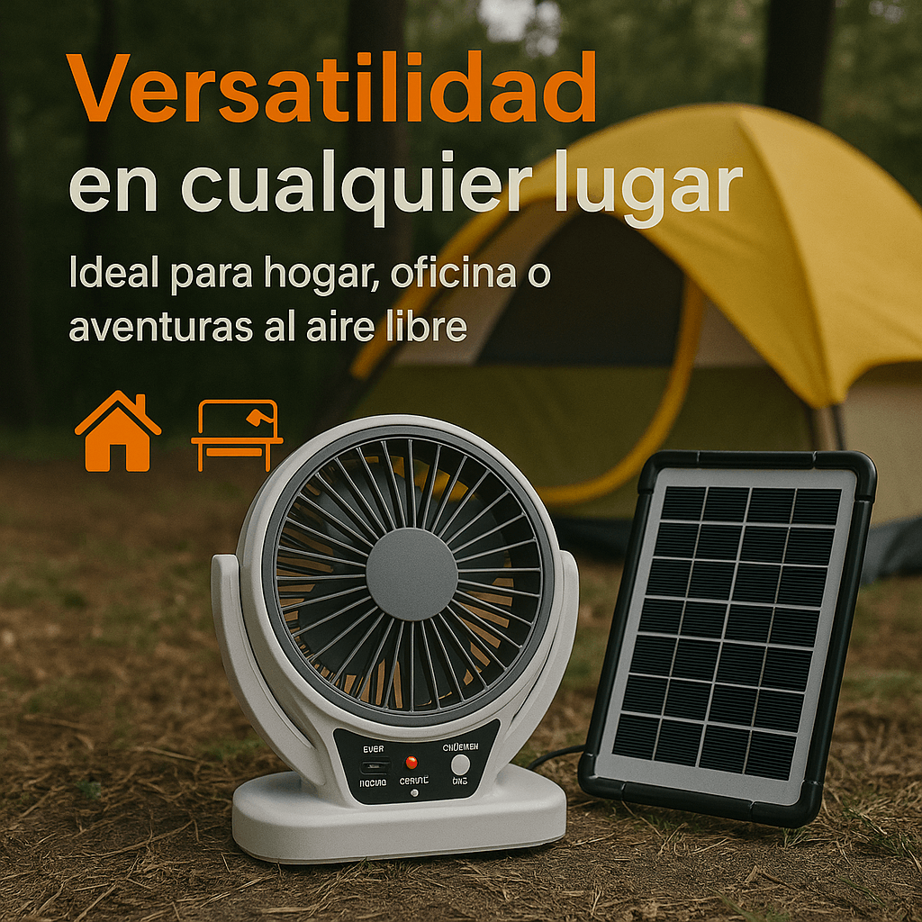 ECO Ventilador Recargable De Energía Solar + Bombilla Led - SportFree
