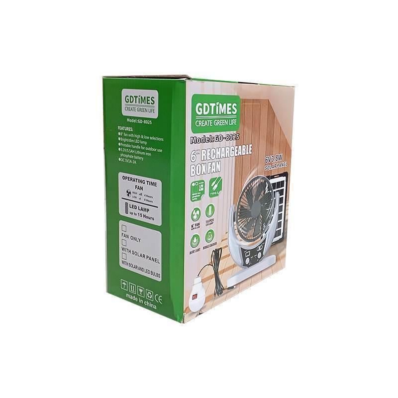 ECO Ventilador Recargable De Energía Solar + Bombilla Led - SportFree